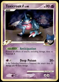 Toxicroak G Rare Platinum 40/127 MP Pokemon - Image 1