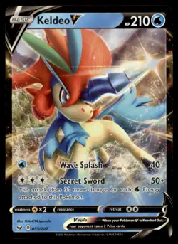 Keldeo V Ultra Rare SWSH01: Sword & Shield Base Set 053/202 NM Pokemon - Image 1