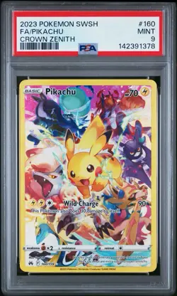 PSA 9 Pokemon Pikachu Crown Zenith Secret Rare 160/159 Alt Full Art SWSH 2023 FA - Image 1