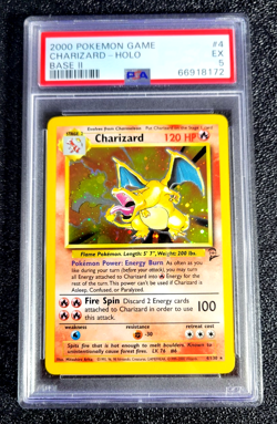 PSA 5 EX 2000 CHARIZARD BASE II POKEMON GAME HOLO #4 G1010 - Image 1