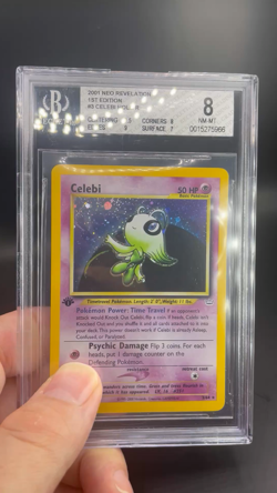 ✨Celebi, “DOUBLE HOLO” Error, 1st Edition, BGS 8, Neo Revelation 3/64, Pokemon ✨ - Image 2