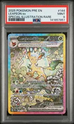 2025 POKEMON PRISMATIC EVOLUTIONS SPECIAL ILLUSTRATION RARE LEAFEON EX PSA 9 - Image 1