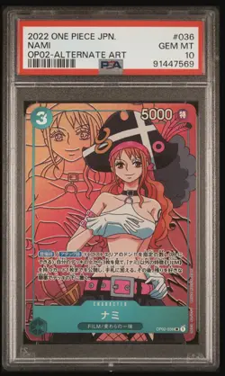 PSA 10 One Piece Nami Japanese Paramount War Alternate Alt Art OP02 036 - Image 1