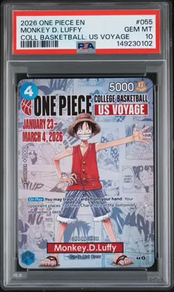 PSA 10 One Piece Card Monkey D. Luffy US College Basketball Voyage Promo - Image 1