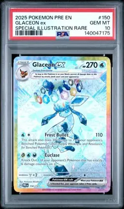 Pokemon PSA 10 Prismatic Evolutions Glaceon ex SIR #150 - Image 1