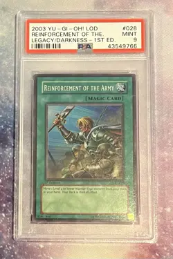 2003 Yu-Gi-Oh! 1st Edition Reinforcement the Army #LOD-028 PSA 9 - Image 1