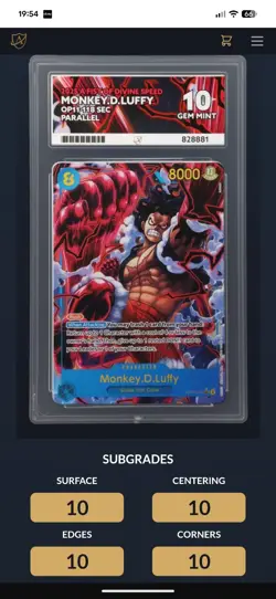 One Piece Monkey D Luffy OP11-118 ACE 10 GEM MINT Perfect Subgrades PSA BGS - Image 2