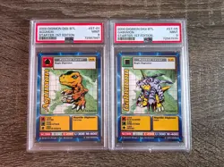 🌐 Digimon Digi-Battle Card Game Graded PSA 9 Agumon and PSA 9 Gabumon by Bandai - Image 1