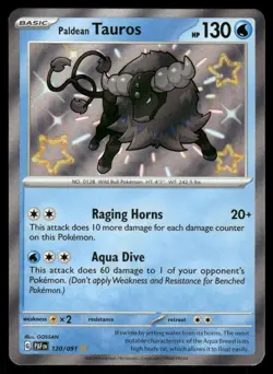 Pokemon Cards Paldean Tauros 120/091 Paldean Fates Shiny Rare NM - Image 1