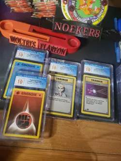 1st Ed German CGC Pristine 10 Pokemon Base Energy Poliwhirl Trainer Nidorino Lot - Image 3