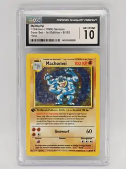 MACHOMEI-HOLO POKEMON #16 1999 1ST EDITION GEM MT GERMAN CGC 10 / POP 13 - Image 1