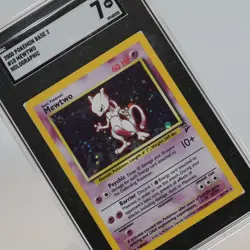 Pokemon TCG - Mewtwo 10/130 Base Set 2 Holo Rare - SGC 7 NM - Image 1