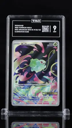 TAG 9 Bulbasaur 133/132 Mega Evolution Stamped Illustration Rare Pokemon TCG - Image 1
