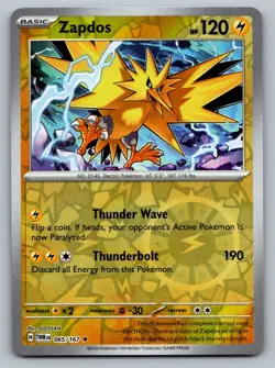 Pokemon TCG SV06: Twilight Masquerade Zapdos 065/167 Reverse Holo - Image 1