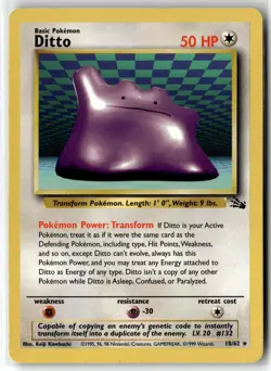 Ditto ⭐ 18/62 Rare Fossil 1999 Pokemon LP - Image 1