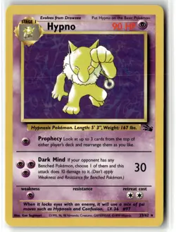 Hypno ⭐ 23/62 Rare Fossil 1999 Pokemon NM/LP - Image 1