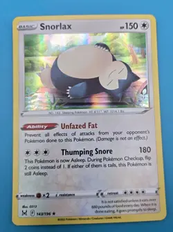 Pokemon TCG Lost Origin Snorlax #143/196 Holo Rare NM Condition - Image 1