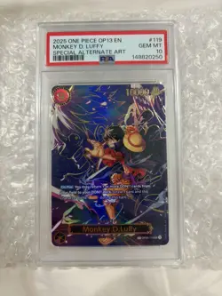 2025 One Piece OP13 EN Special Alternate Art #119 Monkey D Luffy PSA 10 GEM MINT - Image 3
