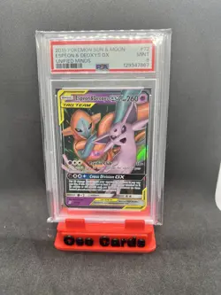 POKEMON 2019 SUN & MOON UNIFIED MINDS ESPEON & DEOXYS GX 72 PSA 9 - Image 1
