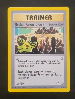 Broken Ground Gym 92/105 Pokemon TCG 1st Edition Neo Destiny NM Vintage 2002 - Image 1