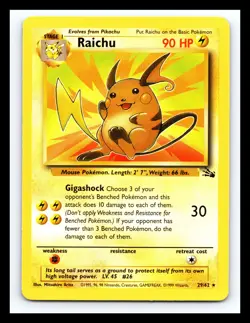 💥 Raichu Non Holo Rare # 29/62 | Fossil Set | | Pokemon 1999 TCG Vintage | - Image 1