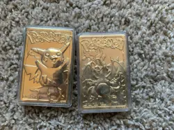 Pokemon Pikachu & Charizard 23K Gold Plated Card Certificate & Pokeball BK 1999 - Image 4
