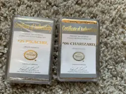Pokemon Pikachu & Charizard 23K Gold Plated Card Certificate & Pokeball BK 1999 - Image 5