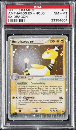 2003 POKEMON EX DRAGON #89 AMPHAROS EX-HOLO PSA 8 - Image 1
