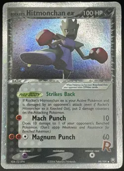 Pokemon TCG Rocket's Hitmonchan ex 98 Team Rocket Returns Holo 98/109 NM - Image 1