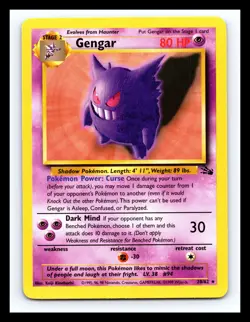 💥 Gengar Non Holo Rare # 20/62 | Fossil Set | | Pokemon 1999 TCG Vintage | - Image 1