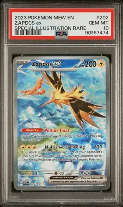 PSA 10 GEM MINT Pokemon 151 SV Zapdos Ex 202/165 SIR Illustration Rare - Image 1
