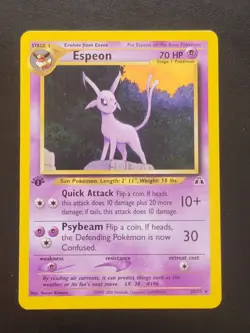 Pokemon TCG Espeon Neo Discovery 20/75 Rare 1st Edition - Image 1