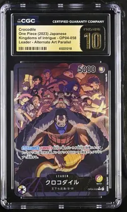 ✨ CGC 10 Pristine One Piece Crocodile OP04-058 Alternate Art Parallel Leader L/P - Image 1