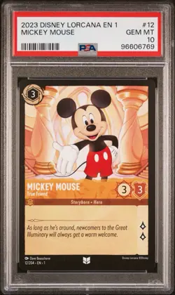 PSA 10 💎 Mickey Mouse True Friend 12/204 First Chapter 2023 Disney Lorcana #12 - Image 1