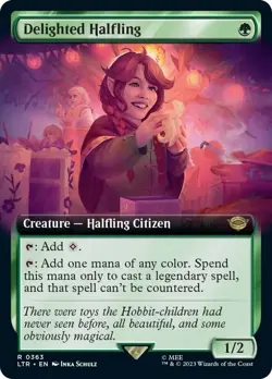 Delighted Halfling (Extended Art) (NM) Lord of the Rings - Magic the Gathering - Image 1