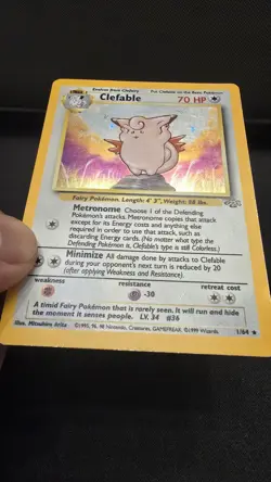 Pokemon TCG Clefable Jungle 1/64 Holo Unlimited Holo Rare MP - Image 2