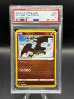 2023 POKEMON SWORD & SHIELD CROWN ZENITH #020 RADIANT CHARIZARD PSA 9 - Image 1