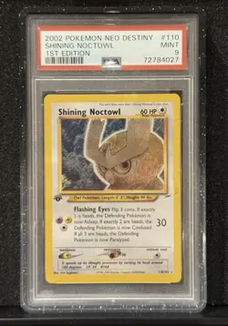 Shining Noctowl #110 Pokemon 1st Edition Neo Destiny 2002 PSA 9 - Image 1