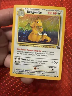 Dragonite 4/62 Fossil Holo Rare Pokemon English - Image 1