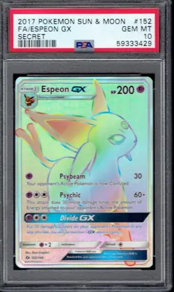 2017 Pokemon Espeon GX Rainbow Secret Rare Full Art 152/149 PSA 10 (Sun & Moon) - Image 1