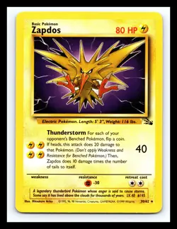 💥 ZAPDOS Non Holo Rare # 30/62 | Fossil Set | | Pokemon 1999 TCG Vintage | - Image 1