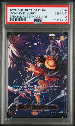 ONE PIECE OP13 CARRYING ON HIS WILL OP09-119 MONKEY D LUFFY PSA 10 SP ALT ART - Image 1
