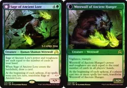 MTG Sage of Ancient Lore // Werewolf of Ancient Hunger - Foil - Prerelease Promo - Image 1