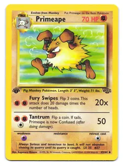 Primeape 43/64 Uncommon Jungle Pokemon 1st Edition LP - Image 1