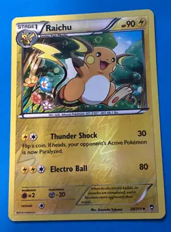 Raichu 28/111 Reverse Holo Pokemon Card XY Furious Fists 2014 Uncommon LP/NM - Image 1