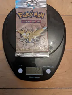 HEAVY 22g Pokemon Trading Card Long Crimp Fossil Booster Pack 1999 - Image 1