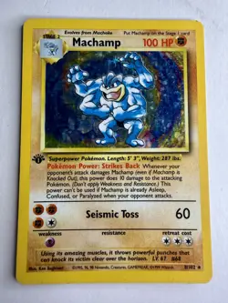Pokemon TCG Machamp Base Set 1st Edition Holo 8/102 WOTC Condition MP - Image 3