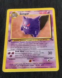 Pokemon Gengar Fossil 1st Edition 20/62 1999 Pokemon - Vintage 💎 Mint - Image 1