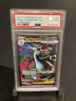 139765854 Mega Charizard X ex 2025 Pokemon Phantasmal Flames #109 PSA 9 - Image 1