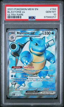 2023 Pokemon Mew En-151 Ultra Rare Blastoise EX #184 PSA 10 - Image 3